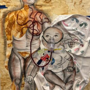 Lifeblood, Rusted Dye Fabric, Wsted Oxygen Mask,