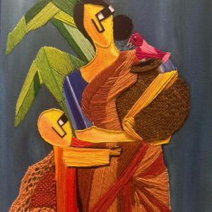 Mother with vassel, 12''10'' embroidery on canvas, 2023